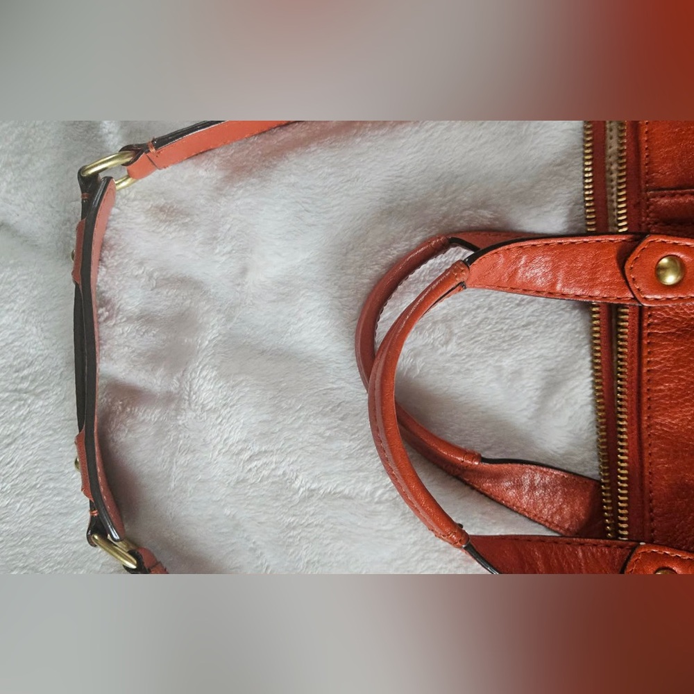 Coach Orange Coral Genuine Leather Satchel Handbag Purse G1273-F19247 12” X 7.5” - Picture 6 of 16